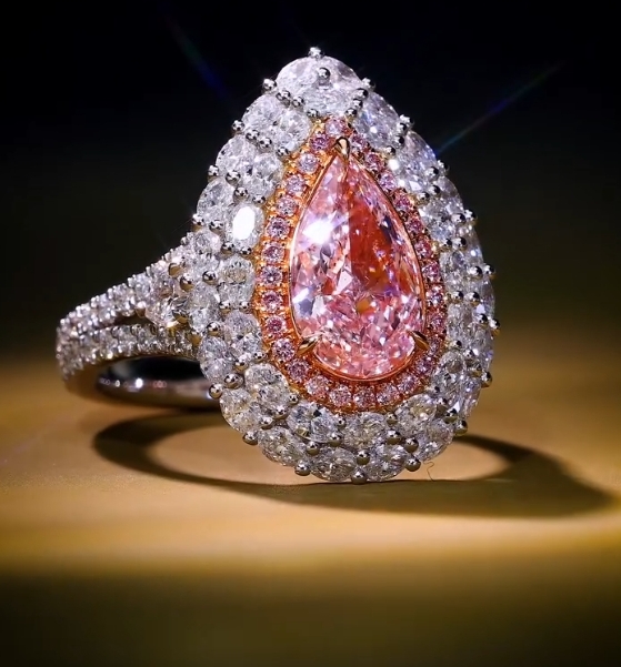 Pink pear diamond ring - Diamond Rings featuring lab grown diamonds at Om Jewel Studio