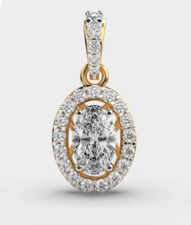 Oval cut diamond pendant  - Pendants featuring lab grown diamonds at Om Jewel Studio