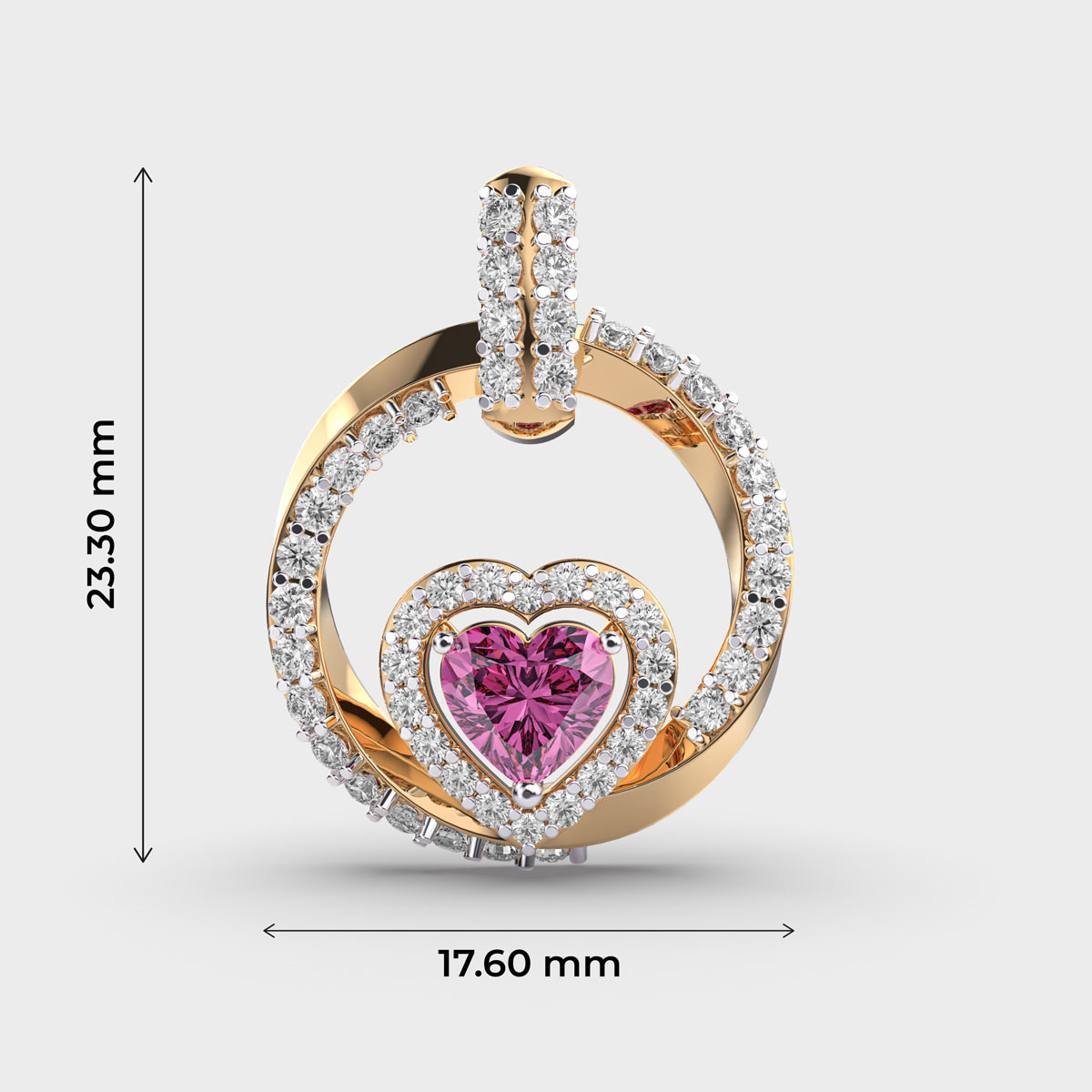 Pink heart diamond pendant - Pendants featuring lab grown diamonds at Om Jewel Studio
