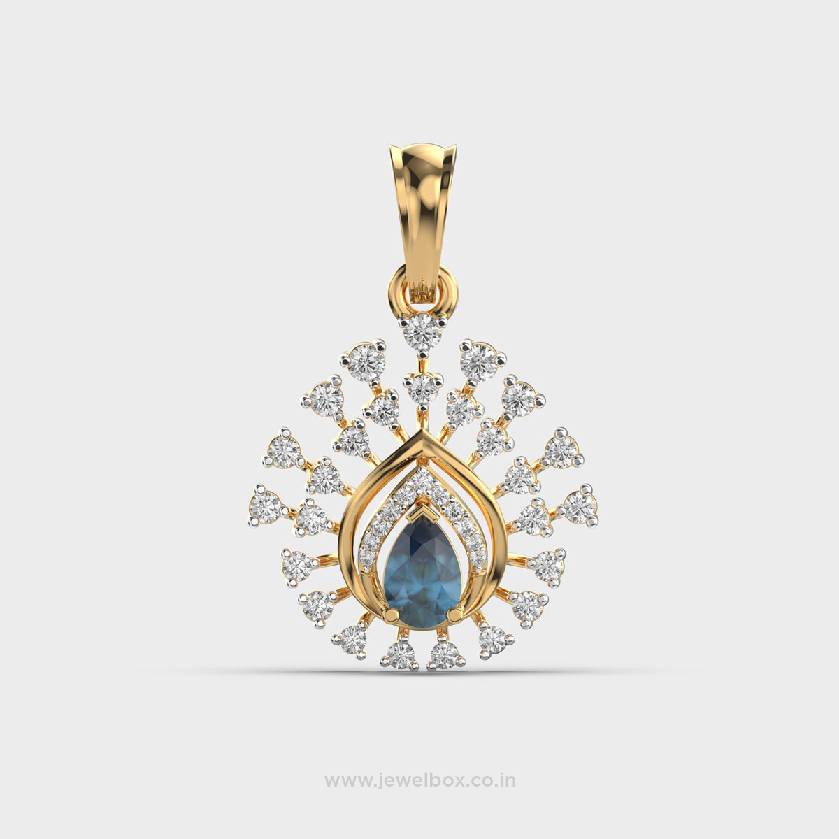 Blue pear cut diamond pendant - Pendants featuring lab grown diamonds at Om Jewel Studio